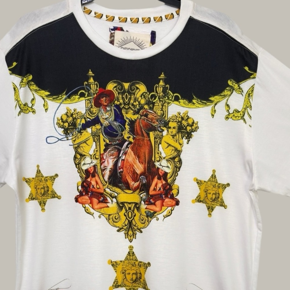 90s Decibel Cyber Cowboy Shirt XL Oversized Medusa Star Western Streetwear NWT - Picture 4 of 7